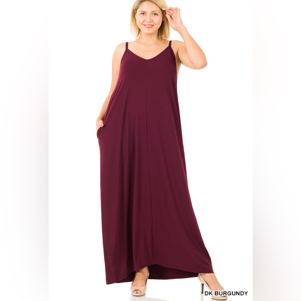BN V-Neck Maxi Plum Dresses W/Pockets Various